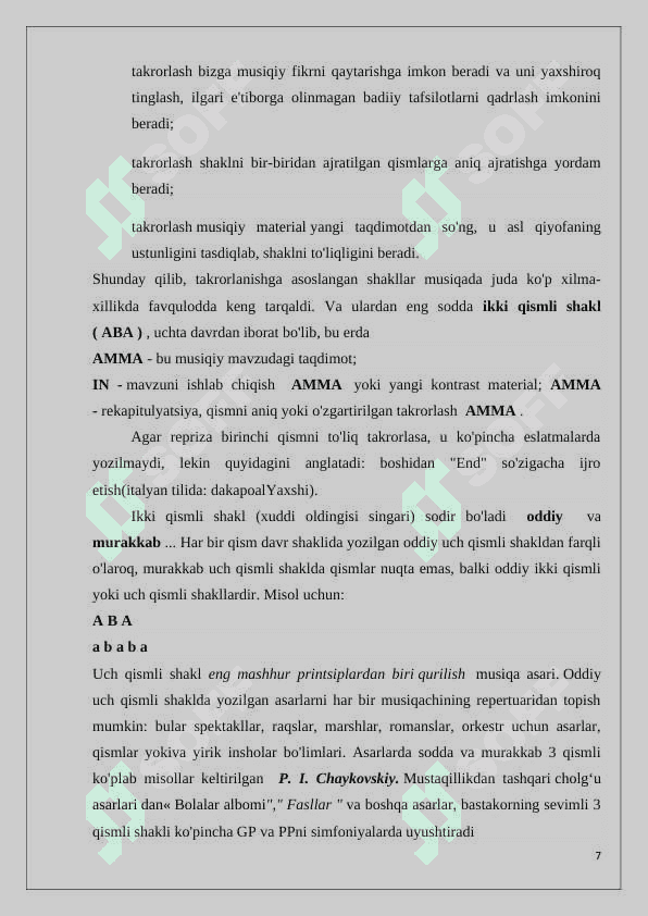 Oddiy ikki qismli shaklning kompozitorlar ijodidagi ahamiyati 7