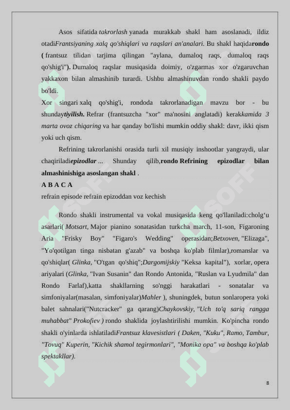 Oddiy ikki qismli shaklning kompozitorlar ijodidagi ahamiyati 8