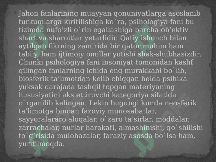 Psixologiya fanni maxsus tarmoqlari 3