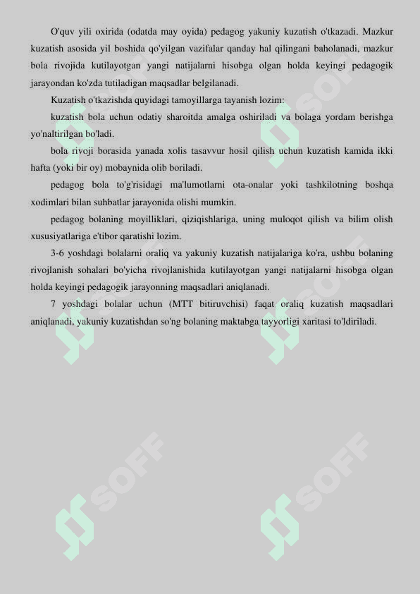 Bolaning rivojlanish xaritasi O'rta guruh 4