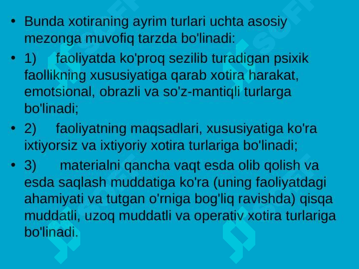 Xotira  va uning xususiyatlari 8