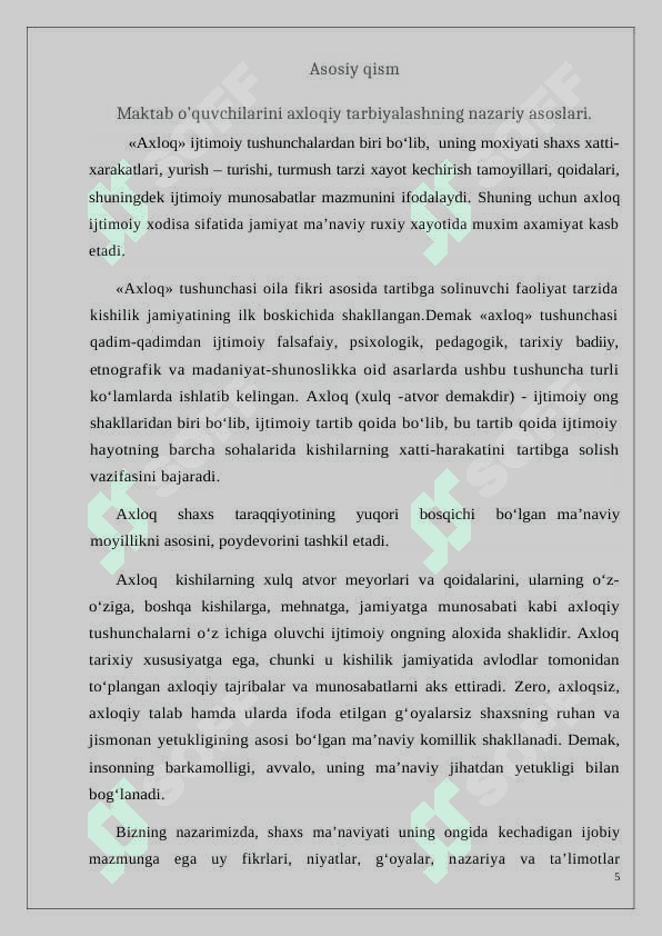 Maktab o’quvchilarini axloqiy tarbiyalashda tarbiyaviy korreksiya imkoniyatlaridan foydalanish 5