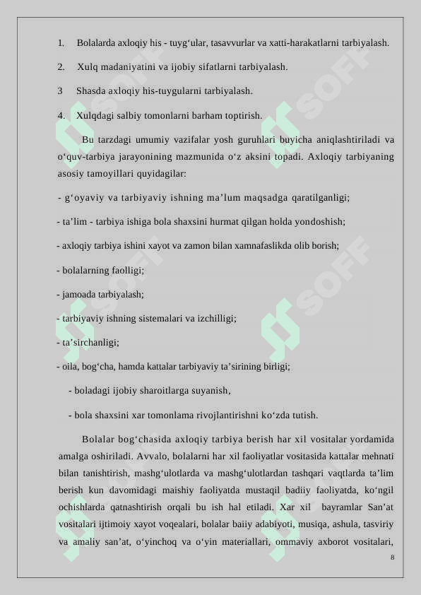 Maktab o’quvchilarini axloqiy tarbiyalashda tarbiyaviy korreksiya imkoniyatlaridan foydalanish 8