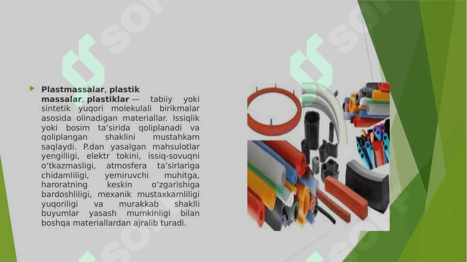 Nometall materiallar haqida umumiy ma’lumot.Polimerlar.Sopol materiallar 3