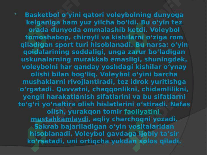 Voleybol o`yinida to`siq qo`yish usullari. 2