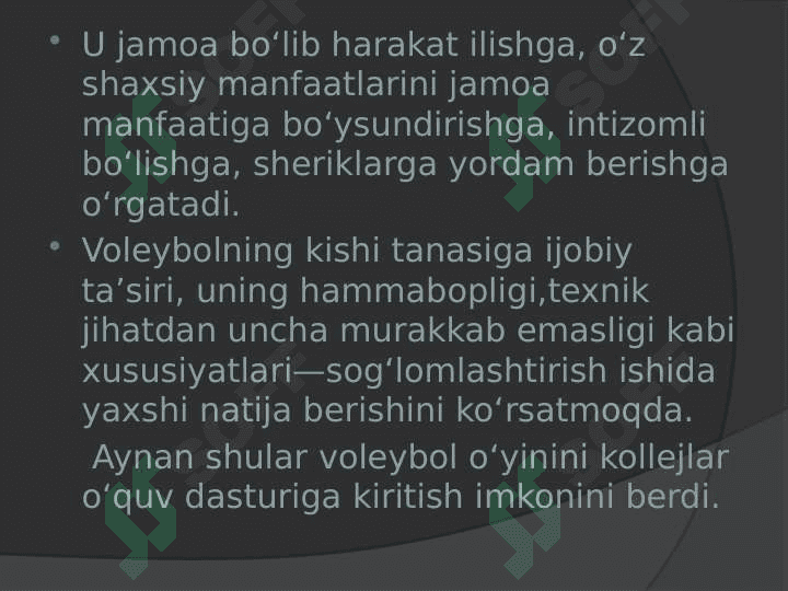 Voleybol o`yinida to`siq qo`yish usullari. 3