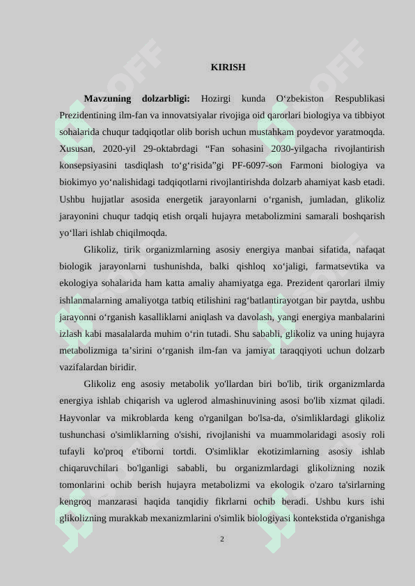 Glikoliz va uning hujayra metabolizmidagi o'rni. 2
