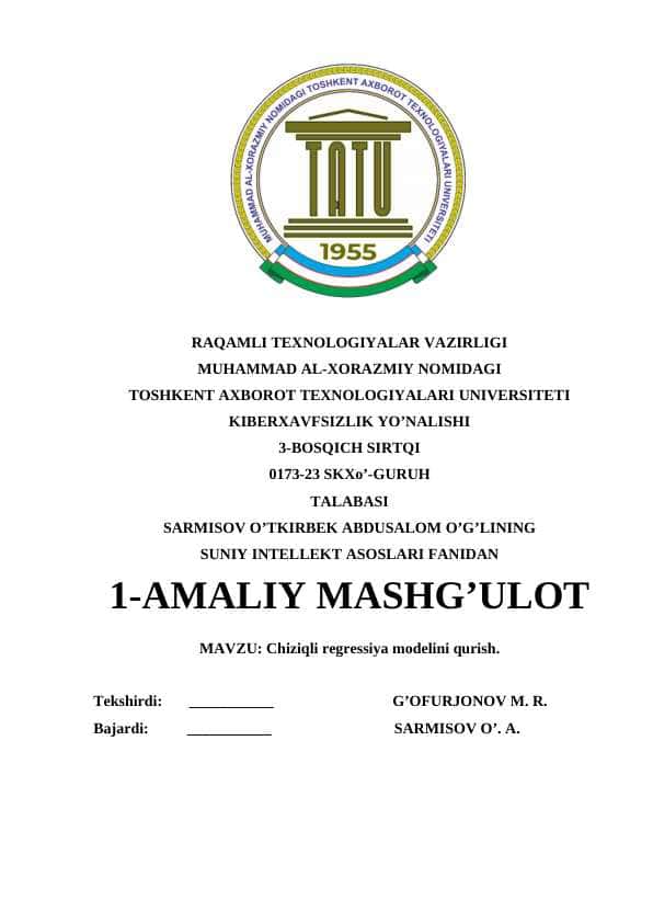 Chiziqli regressiya modelini qurish 1