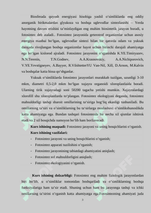 Fotosintezning tabiatda tutgan o’rni 3