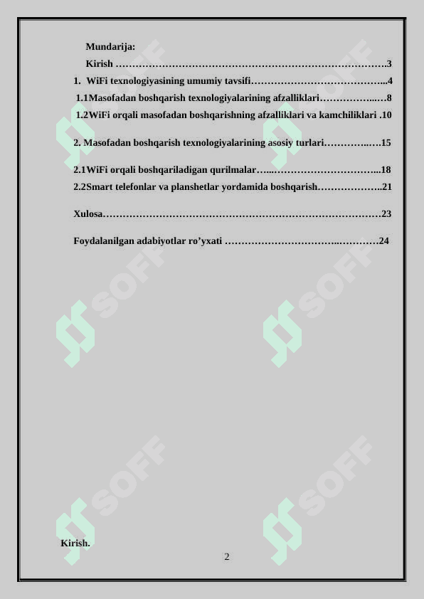 Wifi orqali masofadan boshqarish texnologiyalari tasnifi 2