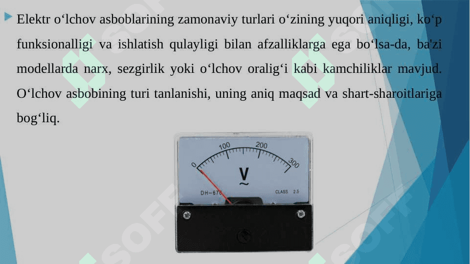 ELEKTR O‘LCHOV ASBOBLARINING ZAMONAVIY TURLARINI AFZALLIK VA KAMCHILIKLARINI TAXLIL QILISH. 8
