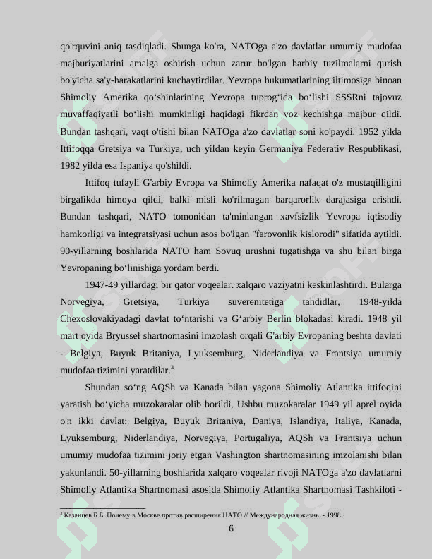 SHIMOLIY ATLANTIKA (NATO) BLOKINING VUJUDGA KELISH SABABLARI VA OQIBATLARI 6
