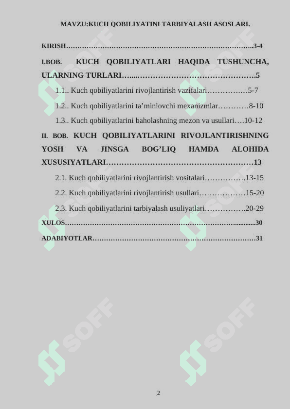 KUCH QOBILIYATINI TARBIYALASH ASOSLARI. 2