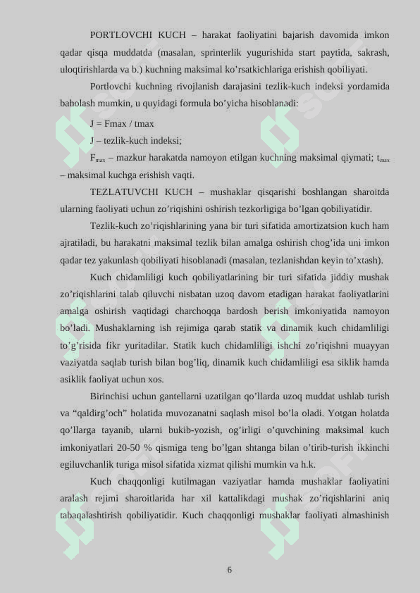 KUCH QOBILIYATINI TARBIYALASH ASOSLARI. 6