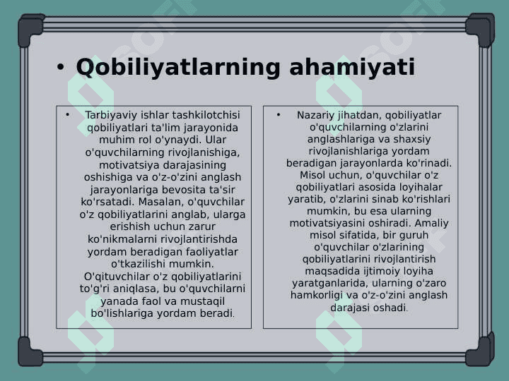 Maxsus taʼlim tarbiyaviy ishlar tashkilotchisining qobiliyati va ishbilarmonligi 4