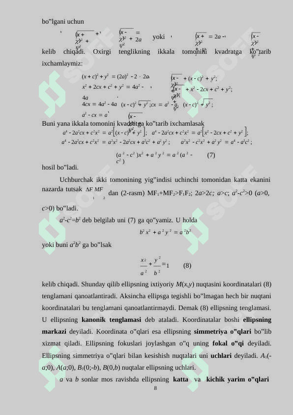 Elips va uning kanonok tenglamalari.docx 8