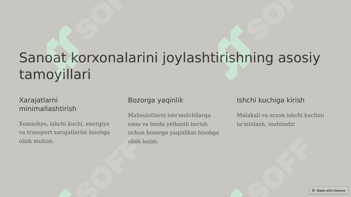 Korxonalarni joylashtirish: Mohiyati, ahamiyati va omillari 2