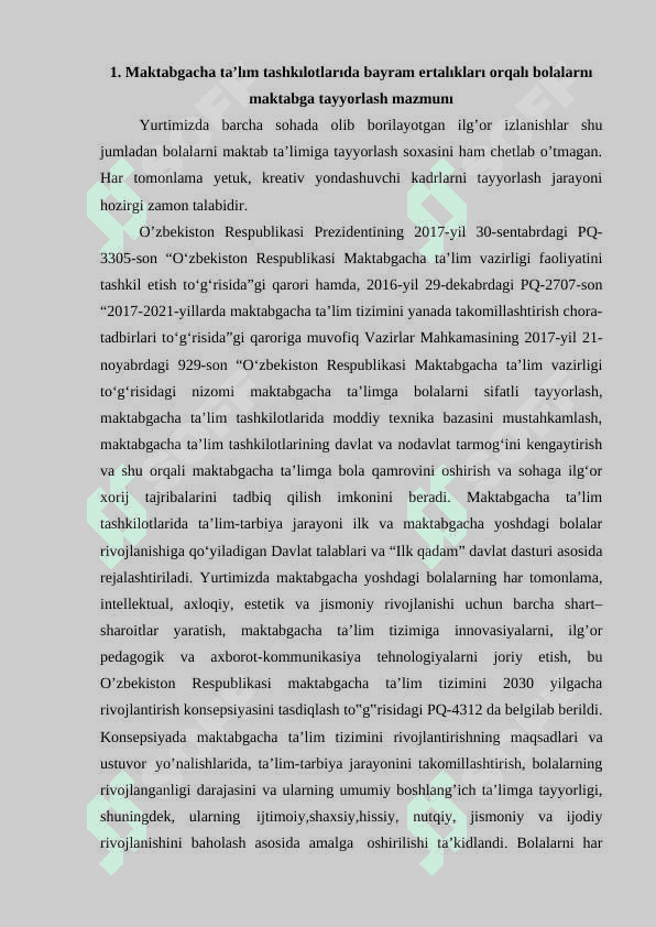 Ilk yoshdagi bolalar bilan tadbirlar, bayramlar tashkil etish 2