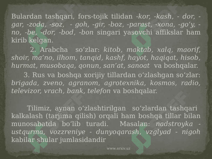 Leksikologiya o'z va o'zlashma qatlam 6