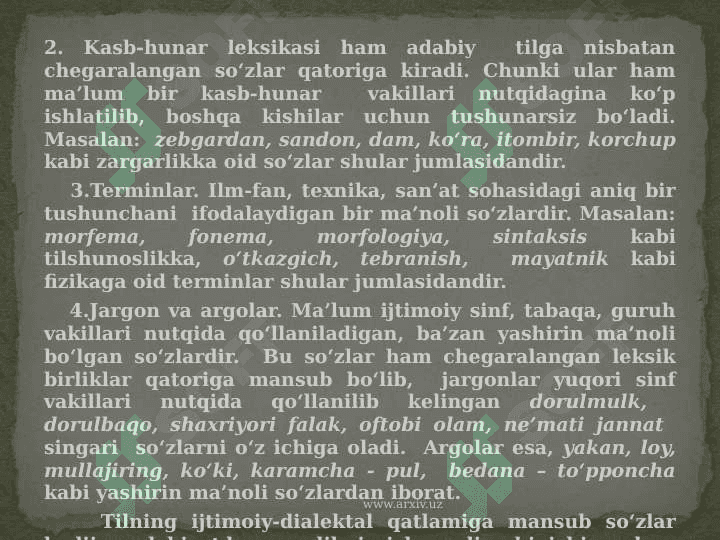 Leksikologiya o'z va o'zlashma qatlam 8