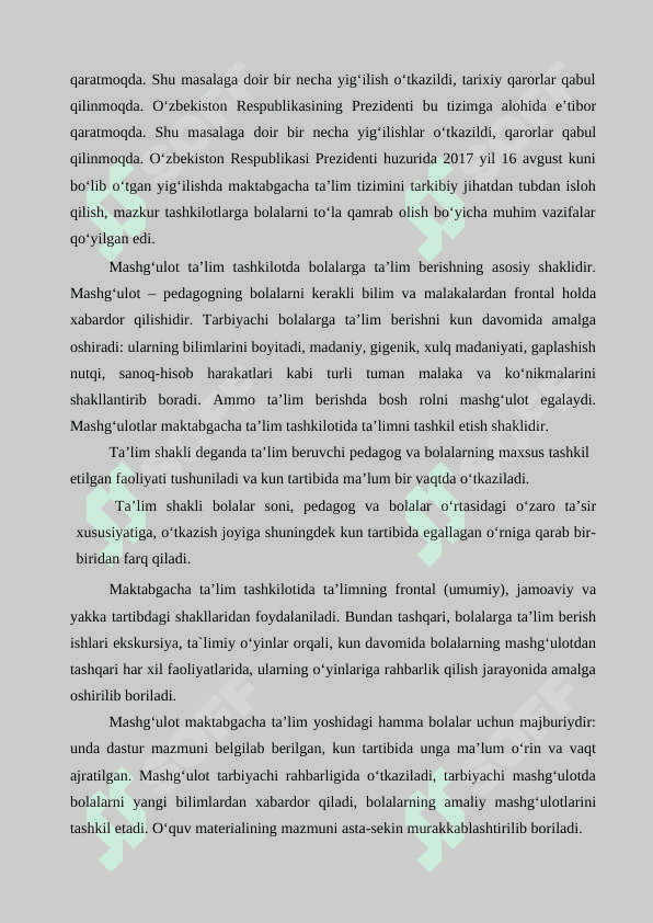 Mashgʻulot jadvali tuzish talablari 4
