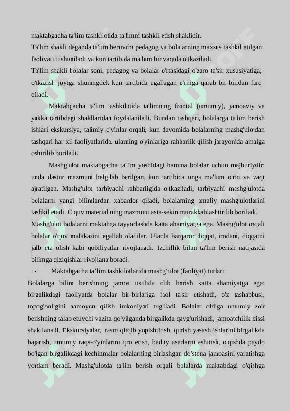 Mashgʻulot jadvali tuzish talablari 6