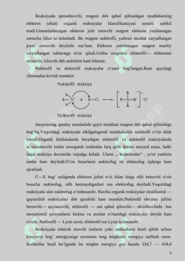 Elekrofil almashininsh reaksiyalari stereokimyosi. 6
