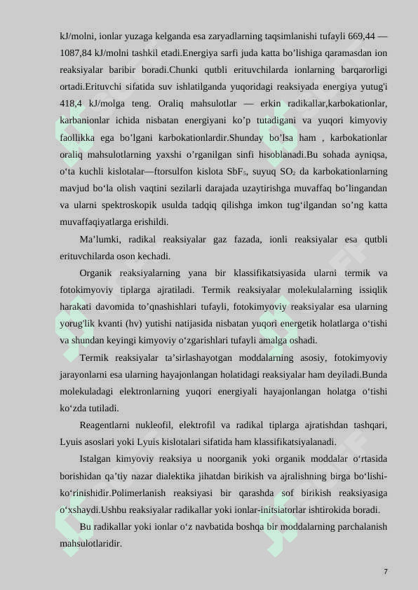Elekrofil almashininsh reaksiyalari stereokimyosi. 7