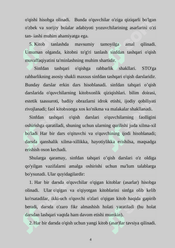 Sinfdan tashqari boshlang'ich darslarni tashkil etish 4
