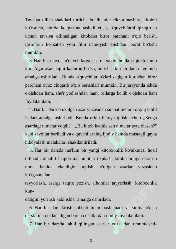 Sinfdan tashqari boshlang'ich darslarni tashkil etish 5
