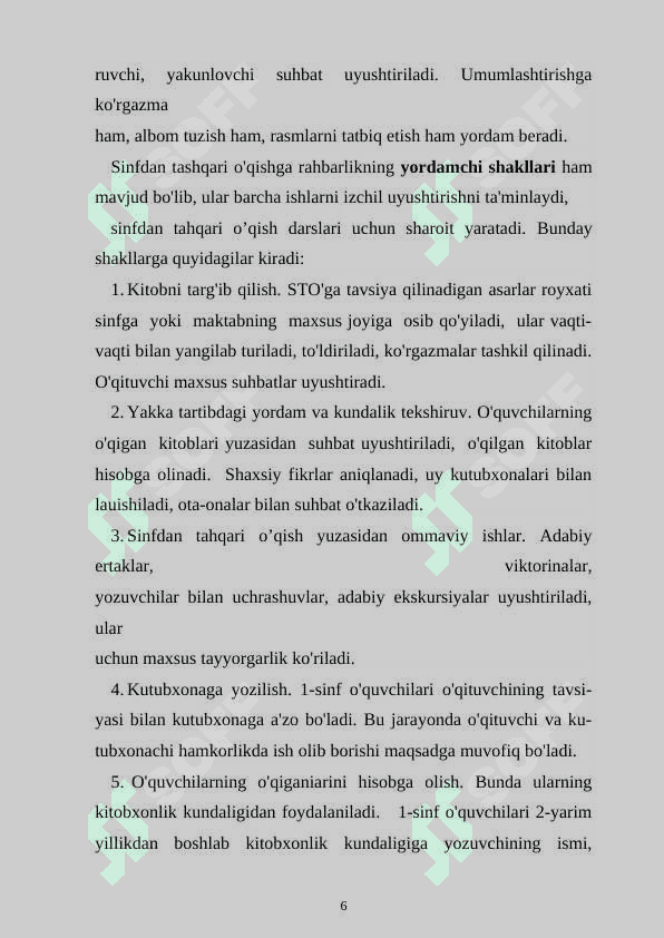 Sinfdan tashqari boshlang'ich darslarni tashkil etish 6