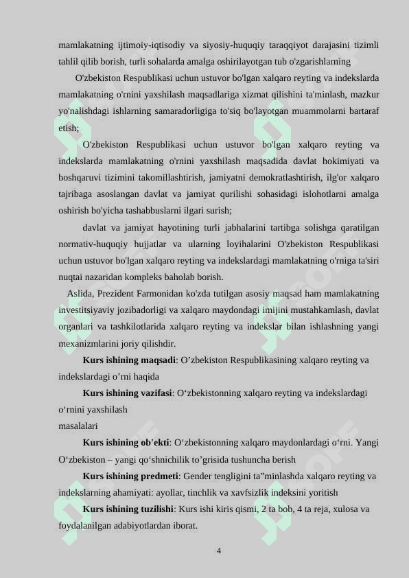 O‘ZBEKISTON RESPUBLIKASINING XALQARO REYTINGI 4