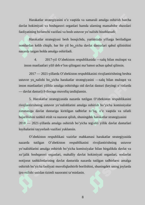 2017-2021-yillarda O‘zbekiston Respublikasini yanada rivojlantirish boʻyicha harakatlar strategiyasi 8