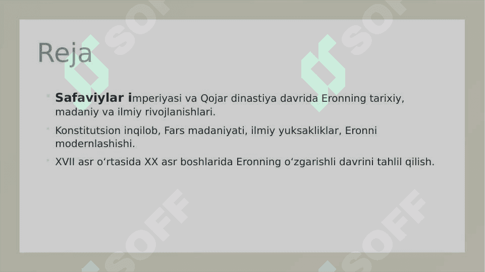 XVII asr oʻrtasida XX asr boshlarida Eron 2