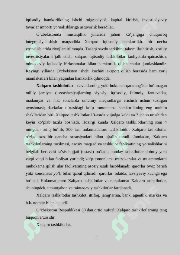 XALQARO IQTISODIY TASHKILOTLARNING UMUMIY TAVSIFI 5