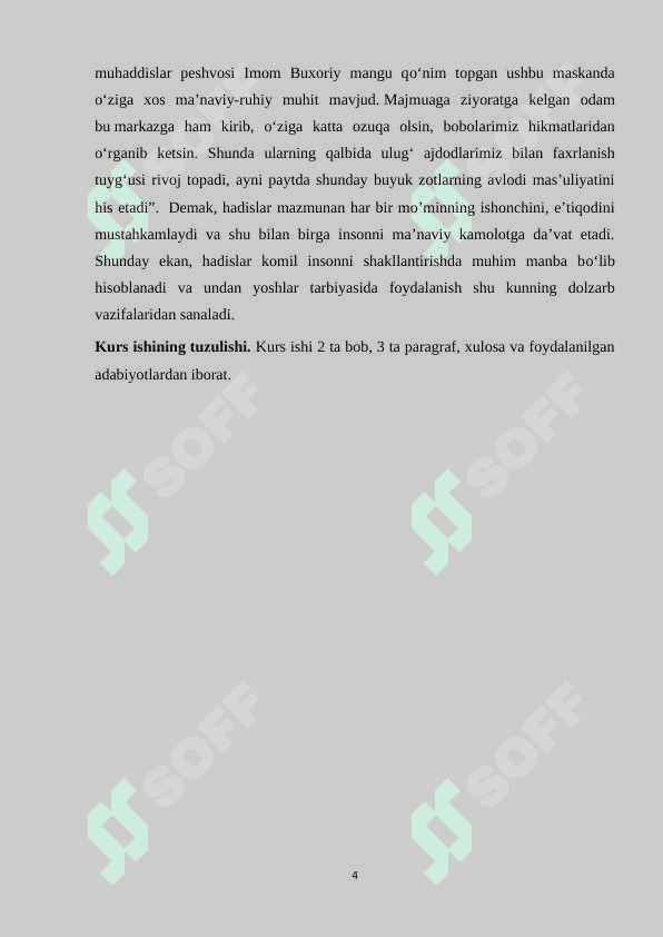 IMOM BUXORIY VA IMOM TERMIZIYNING HADIS ILMIGA QOʻSHGAN HISSASI 4