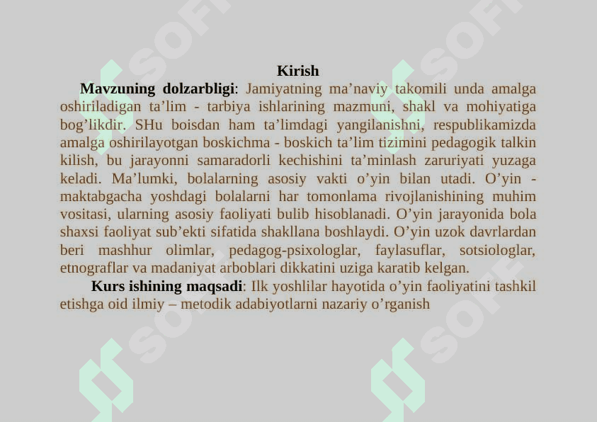 ILK YOSHLILAR HAYOTIDA O’YIN FAOLIYATI 2