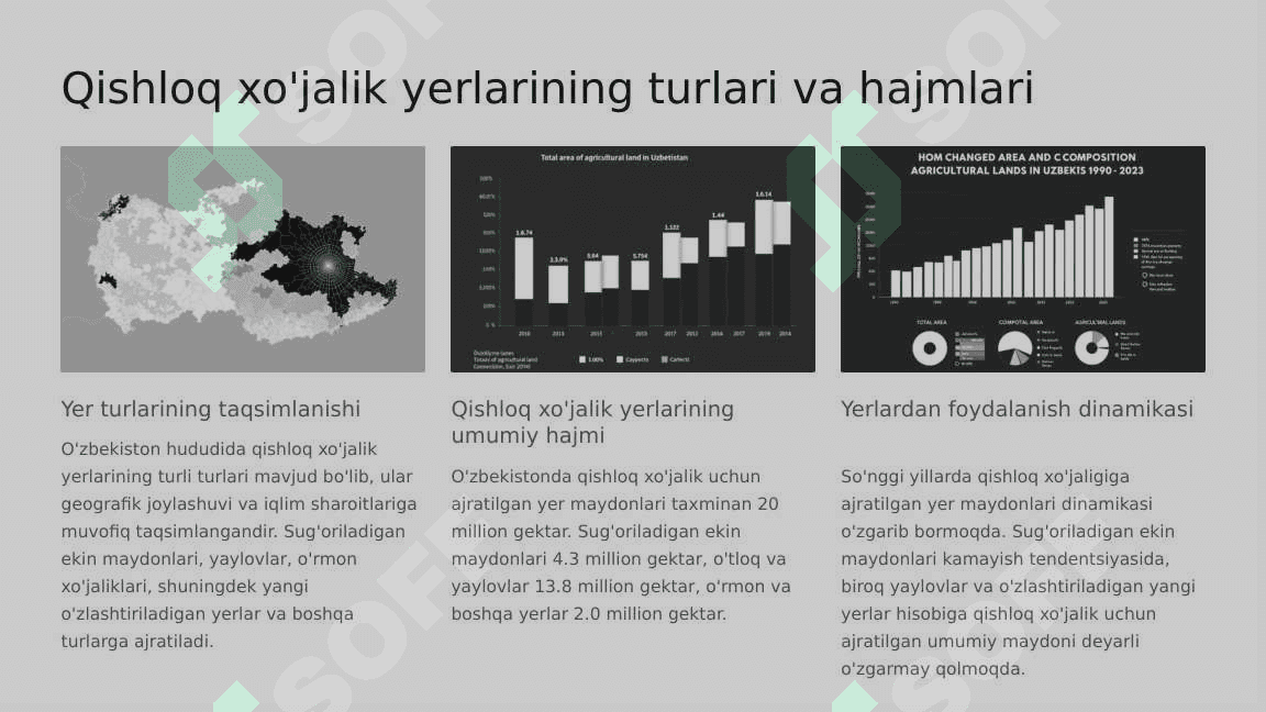 Qishloq xo'jalik yerlari va ulardan foydalanish statistikasi. 3