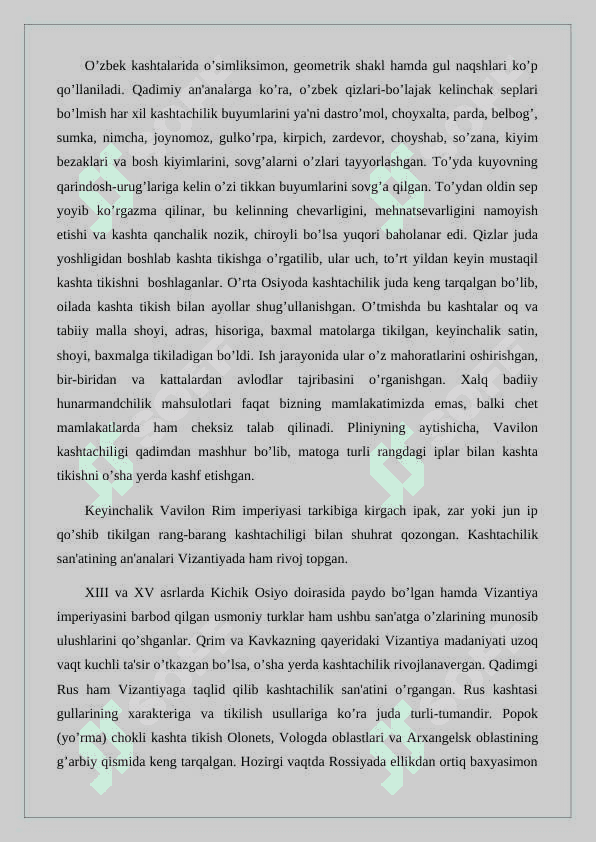Mustaqillik yillarida kashtachilik san’ati tarixi 4