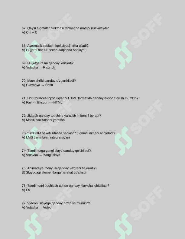 Axborot fanidan savollar va javoblar 7