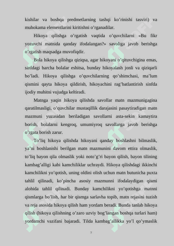 O’qish darskaruda qayta hikoyalar turlaridan foydalanish 7