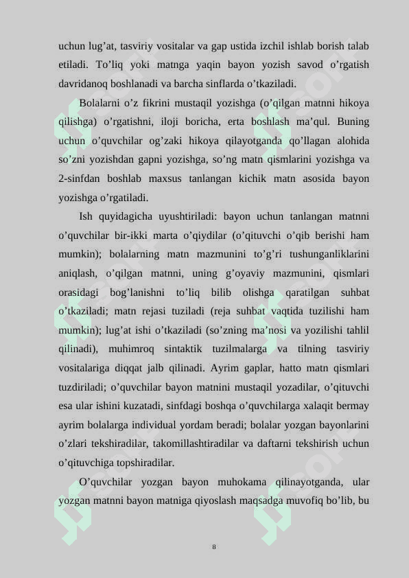 O’qish darskaruda qayta hikoyalar turlaridan foydalanish 8