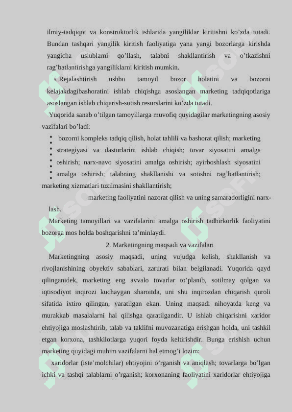 MARKETINGNING TAMOYILLARI, VAZIFALARI VA TURLARI 3