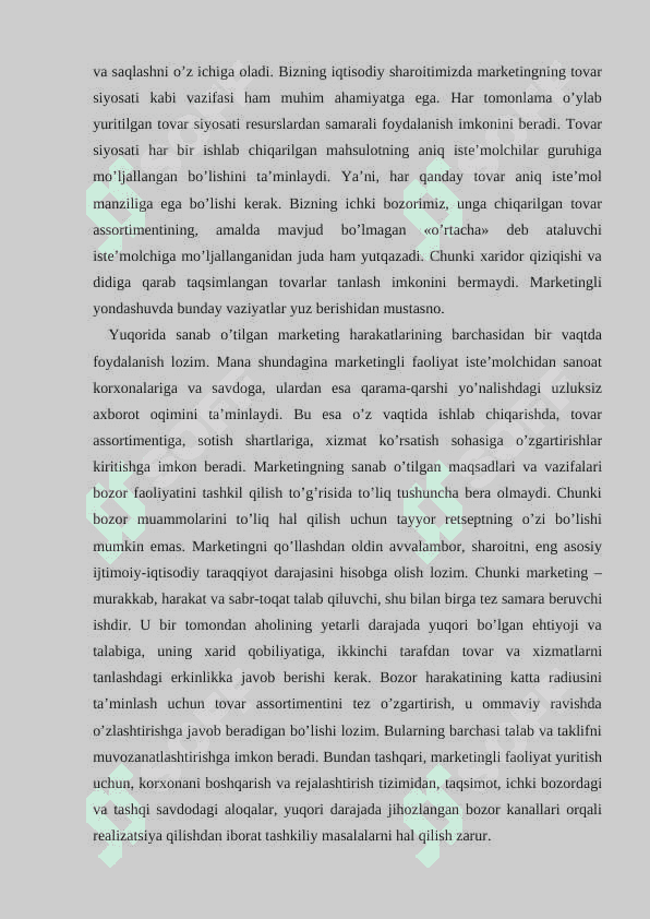 MARKETINGNING TAMOYILLARI, VAZIFALARI VA TURLARI 5