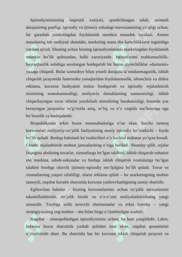 MARKETINGNING TAMOYILLARI, VAZIFALARI VA TURLARI 6