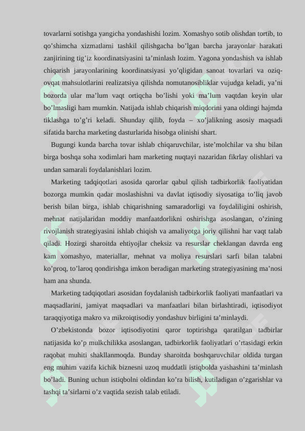 MARKETINGNING TAMOYILLARI, VAZIFALARI VA TURLARI 7