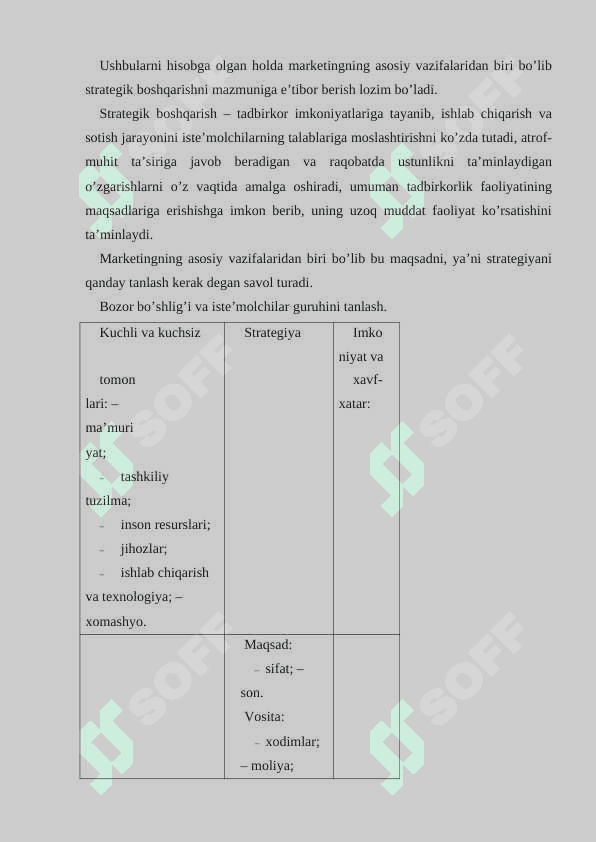 MARKETINGNING TAMOYILLARI, VAZIFALARI VA TURLARI 8
