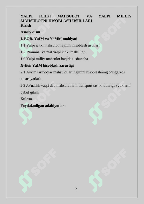 YALPI ICHKI MAHSULOT VA YALPI MILLIY MAHSULOTNI HISOBLASH USULLARI 2