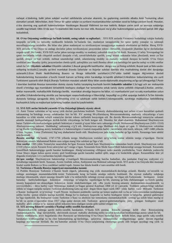 Yakuniy nazorati tarix fanidan savollar va javoblar 3