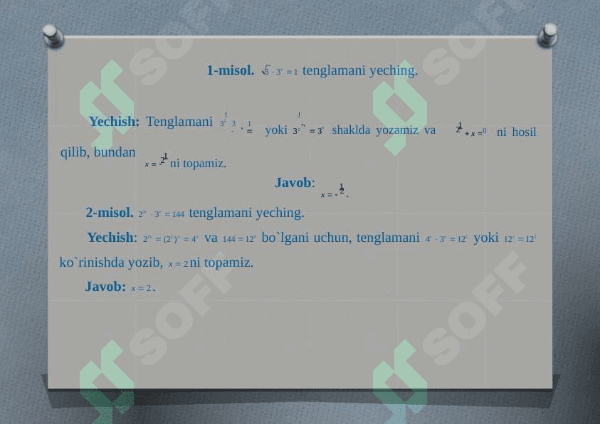 Ko`rsatkichli  tenglamalar 3